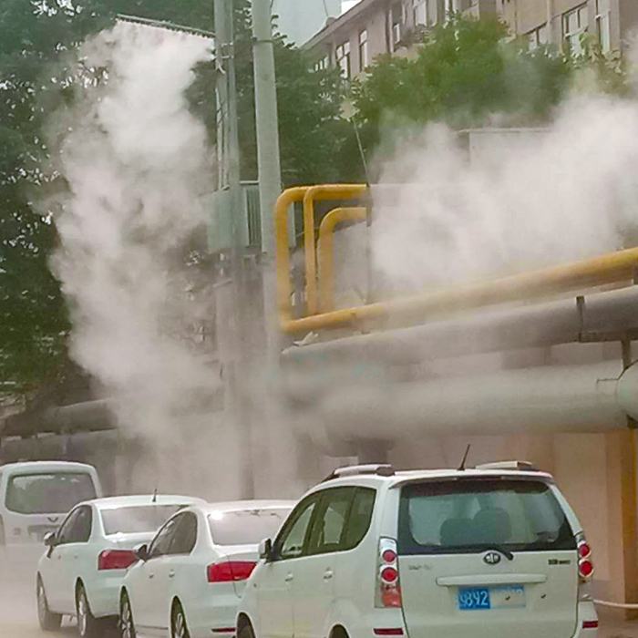 山東菏澤路燈桿噴霧降塵系統，智慧路燈桿安裝噴霧降塵設備